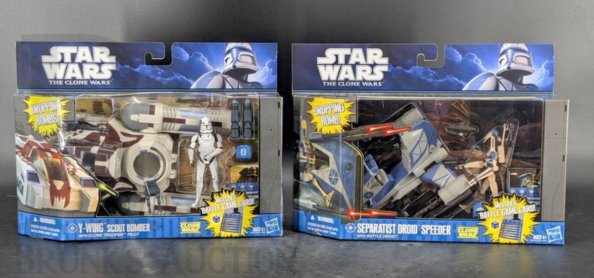 (2) Star Wars The Clone Wars Y-Wing Scout Bomber & Separatist Droid Speeder, Hasbro 2010-2011
