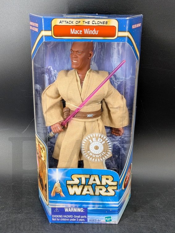 2002 Star Wars Attack of the Clones Mace Windu Action Figure by Hasbro, Boxed