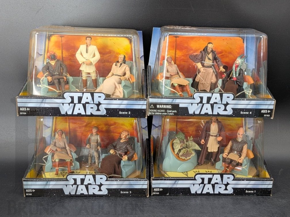 (4) 2004 Hasbro Star Wars Jedi High Council Scene 1-4 Figure Sets Phantom Menace/Clones