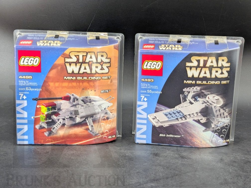 (2) 2004 LEGO Star Wars Mini Building Sets 4493 Sith Infiltrator & 4495 AT-TE Sealed