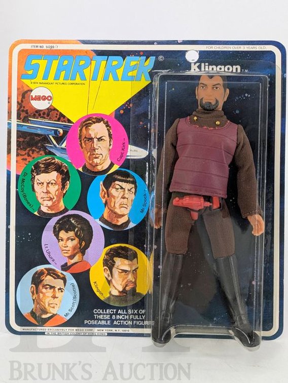1974 Mego Star Trek Klingon 8" Action Figure in Original Card Packaging