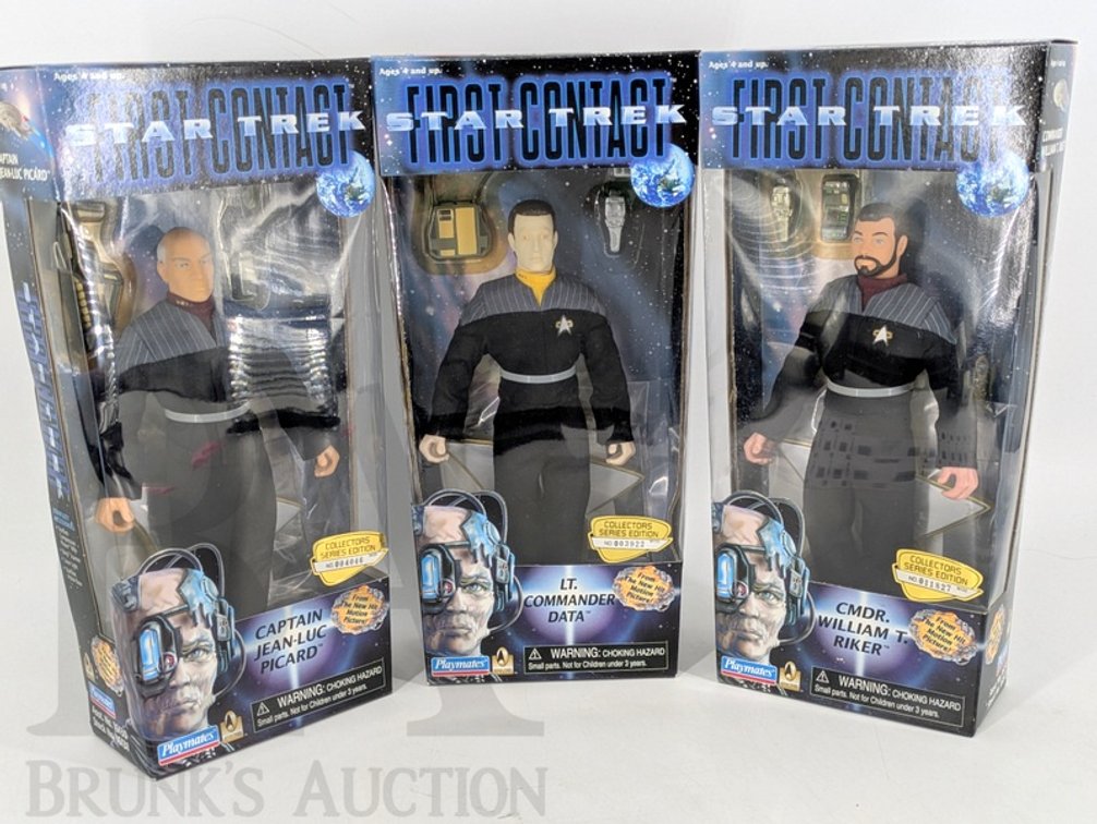 (3) 1996 Playmates Star Trek First Contact Collectors Series Editions in Boxes