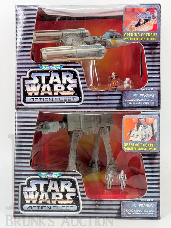 (2) 1996 Star Wars Action Fleet AT-AT and Y-Wing Starfighter Micro Machines Sealed Sets