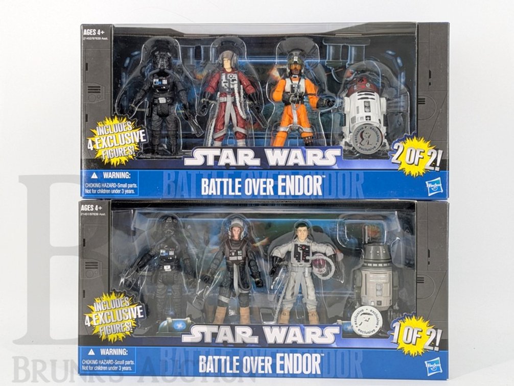 (2) 2010 Hasbro Star Wars Battle Over Endor Sets Exclusive Figures 1 of 2 and 2 of 2