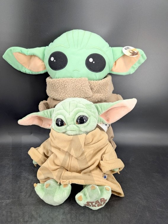 (2) Star Wars The Mandalorian Grogu Plush Toys Disney & Build-A-Bear Workshop Tags