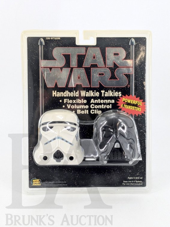 (2) 1994 Star Wars Walkie Talkies Micro Games of America Stormtrooper Darth Vader