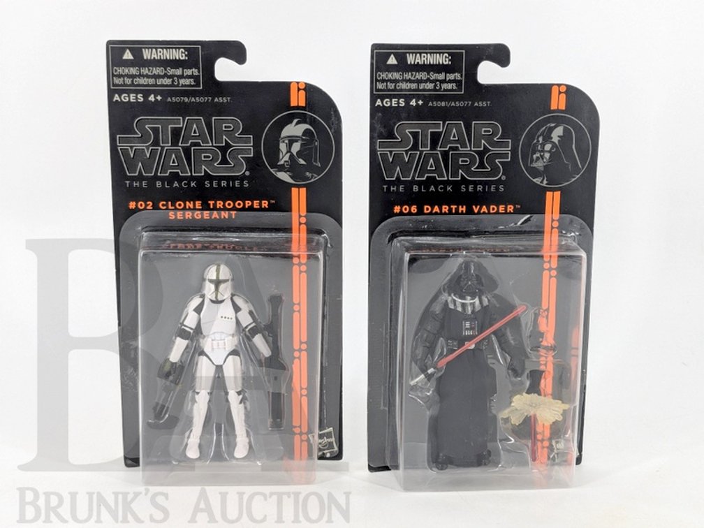 (2) 2013 Star Wars Black Series Figures #02 Clone Trooper Sergeant & #06 Darth Vader