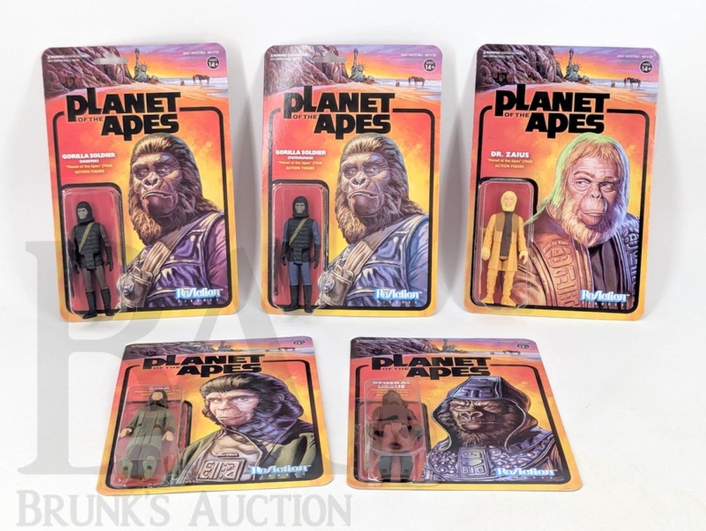 (5) 2018 Super7 Planet of the Apes ReAction Figures Assortment Carded