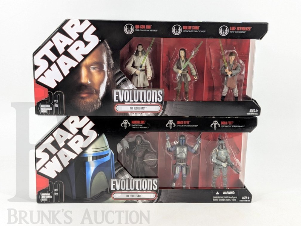 (2) 2008 Hasbro Star Wars Evolutions Figure Sets The Jedi Legacy & The Fett Legacy