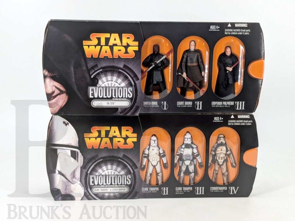 (2) 2005 Star Wars Evolutions Figure Sets: The Sith & Clone Trooper Hasbro Boxes