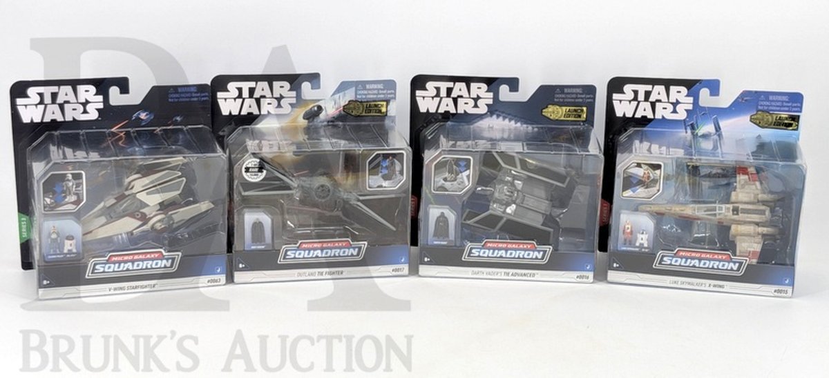 (4) Star Wars Micro Galaxy Squadron Launch Edition Ships, Series 1, Rare Outland TIE Fighter