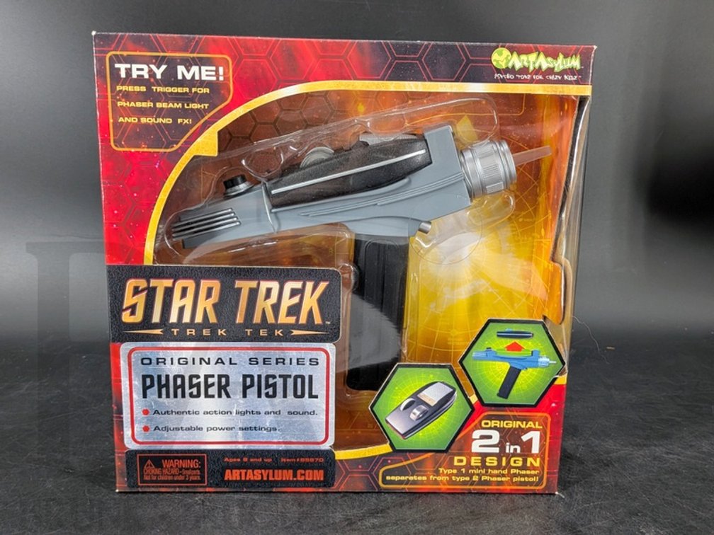 2003 Star Trek Trek Tek Phaser Pistol Art Asylum 2-in-1 Action Replica in Box