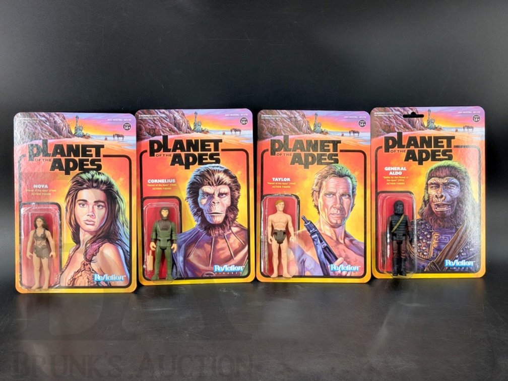(4) 2018 Super7 Planet of the Apes ReAction Figures Nova Cornelius Taylor Aldo