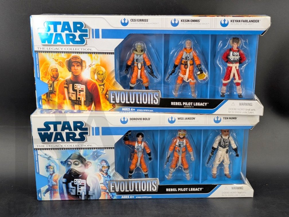 (2) 2008 Star Wars Legacy Collection Evolutions Rebel Pilot Legacy Figure Sets Hasbro