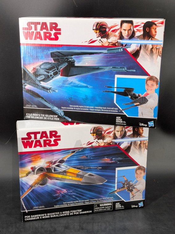 (2) 2017 Hasbro Star Wars Vehicles Kylo Ren's TIE Silencer & Poe Dameron's X-Wing Fighter