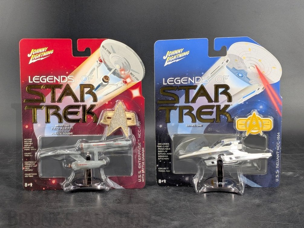 (2) 2004-2005 Johnny Lightning Legends of Star Trek Starship Diecast Models, Carded
