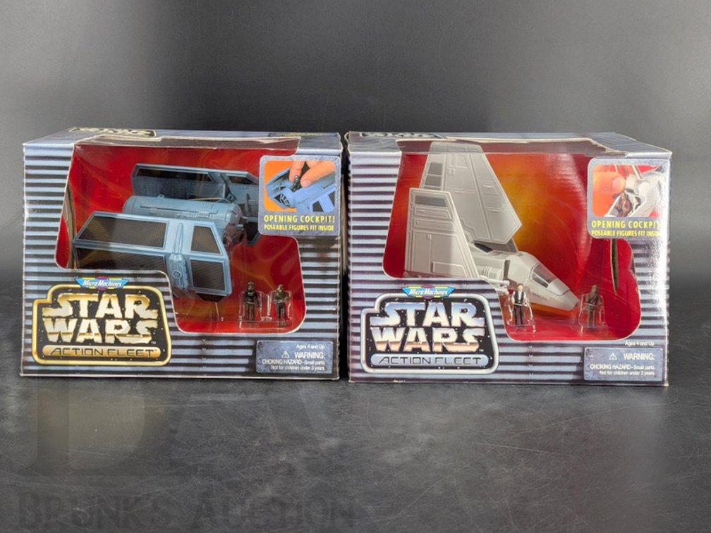 (2) 1996 Star Wars Action Fleet Galoob TIE Bomber & Imperial Shuttle Tyderium Sets NIB