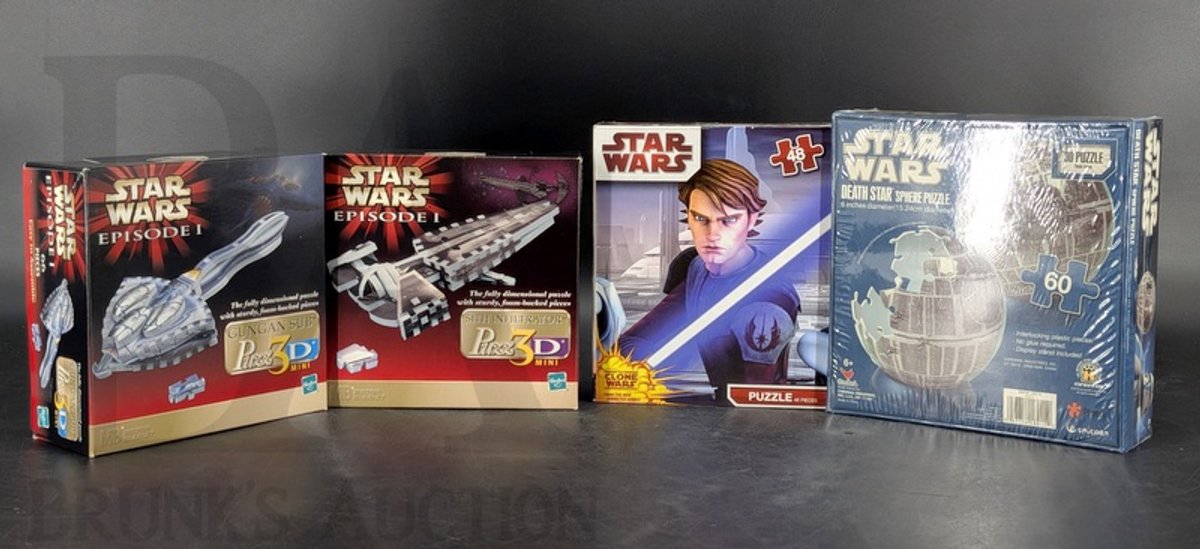 (4) Star Wars Puzzles: Gungan Sub, Sith Infiltrator, Death Star, Clone Wars