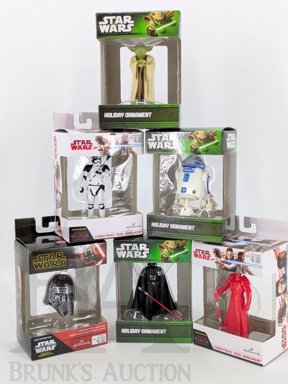 (6) Hallmark Star Wars Holiday Ornaments Kylo Ren, Darth Vader, Praetorian Guard, Stormtrooper