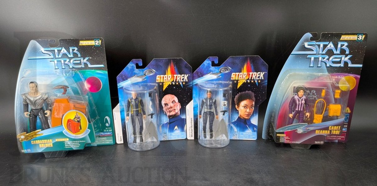 (4) Star Trek Action Figures 1997-2022 Playmates Cardassian, Deanna Troi, Saru, Burnham