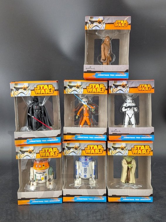 (7) Hallmark Star Wars Christmas Tree Ornaments Boxed Assortment