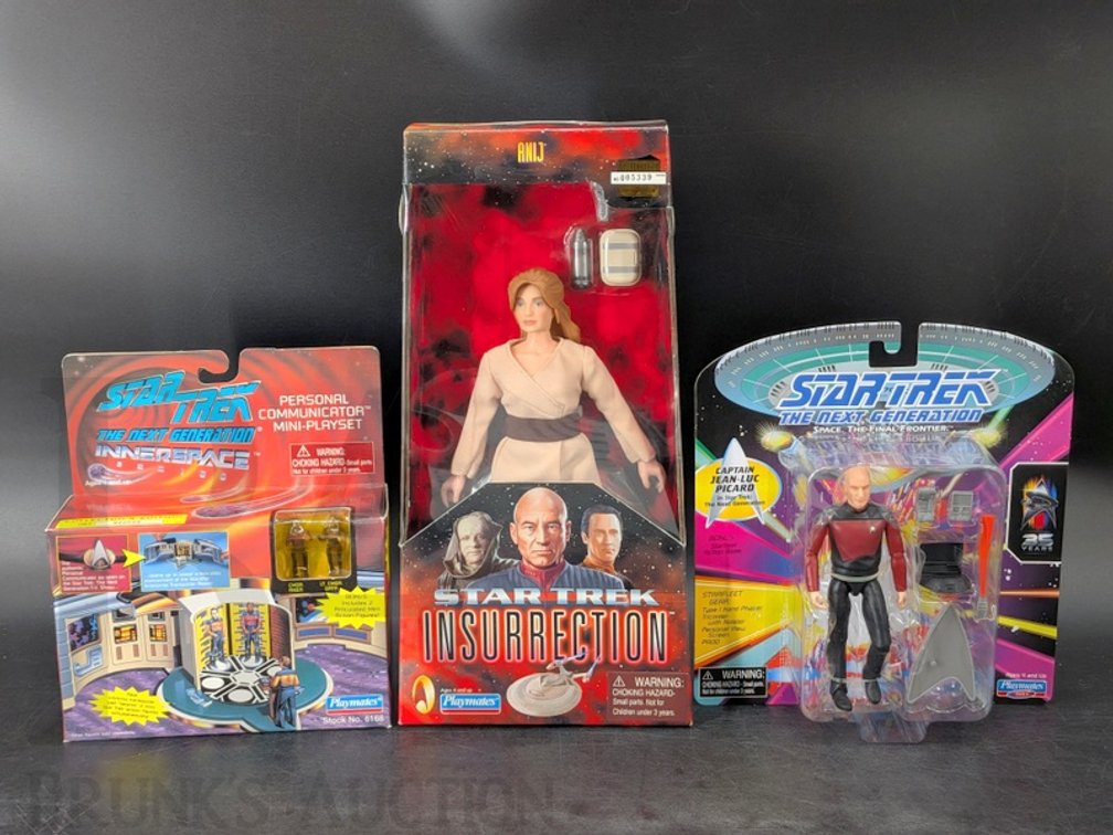 (3) Star Trek Playmates Figures and Sets: Insurrection Anij, Communicator Mini-Playset, Picard