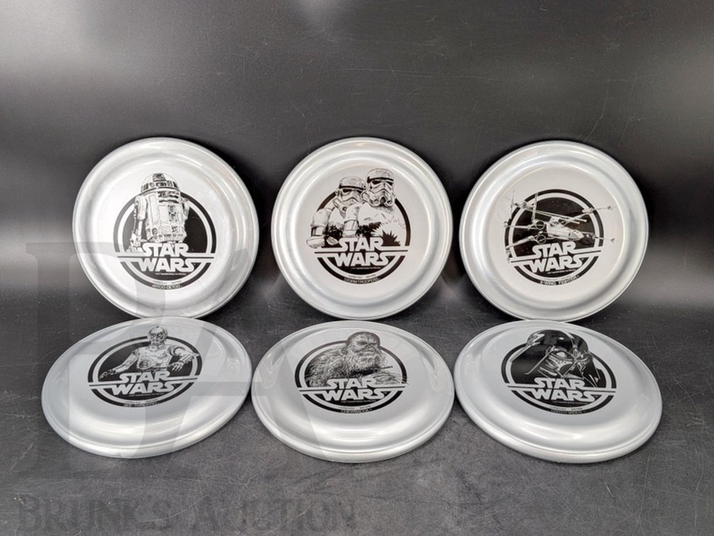 (6) 1977 Star Wars Collector Series Plastic Plates, Made in USA, Various Characters