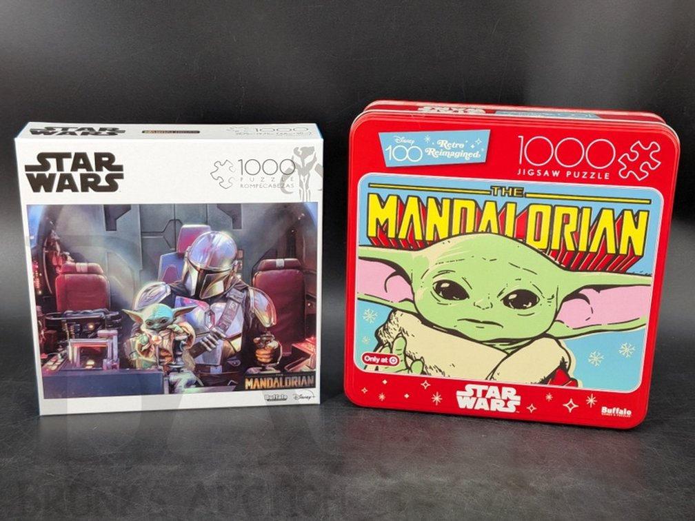 (2) Star Wars Mandalorian 1000-Piece Puzzles Buffalo Games Including Tin Limited Edition