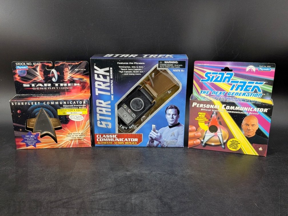(3) Star Trek Communicator Replicas: TOS, Generations, Next Generation, Playmates & Diamond Select