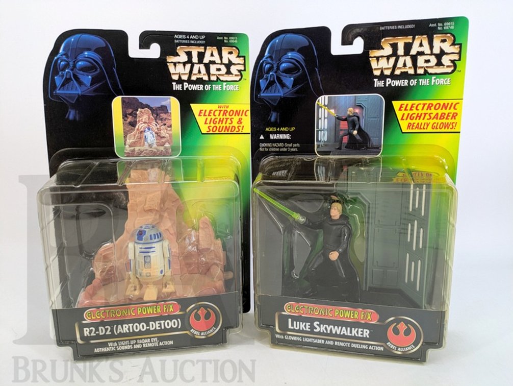 (2) 1996-1997 Star Wars Power of the Force Electronic Power F/X Luke Skywalker & R2-D2