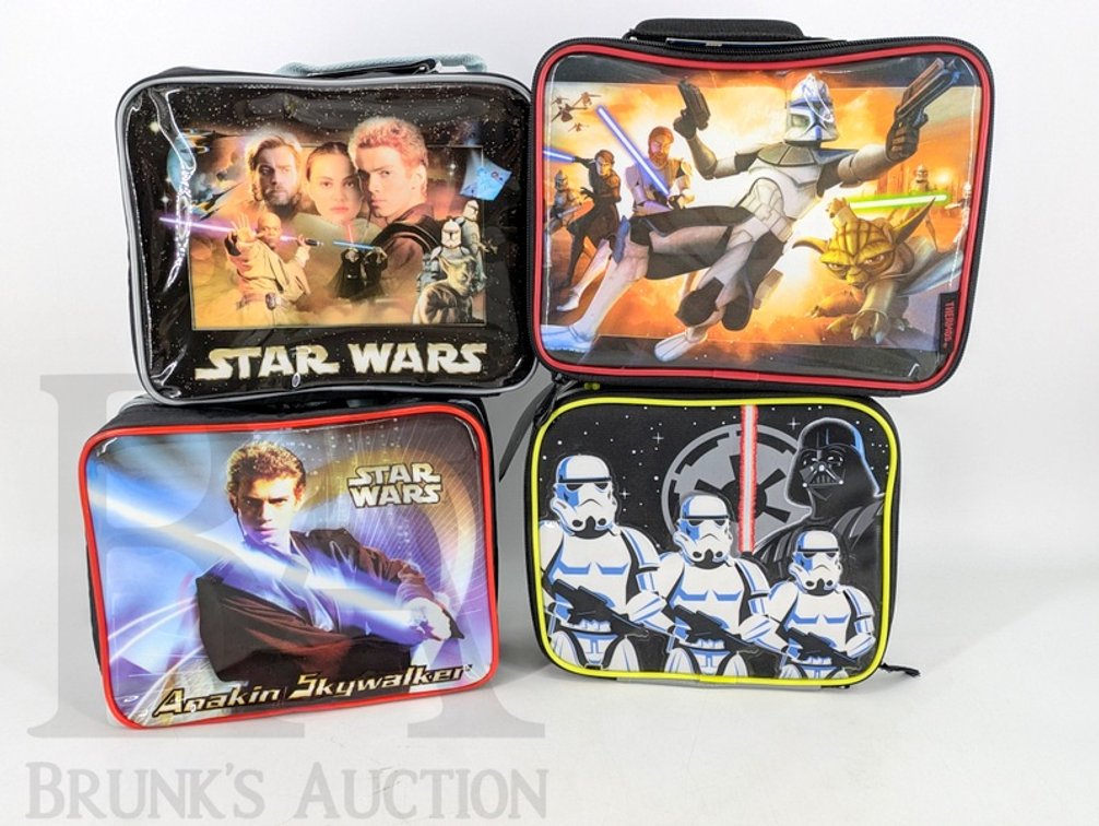 (4) Star Wars Lunch Boxes New With Tags 2002-2011 Thermos Pyramid Disney