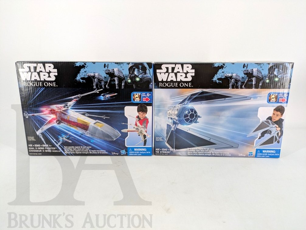 (2) 2016 Star Wars Rogue One Rebel X-Wing Fighter and TIE Striker Toys by Hasbro