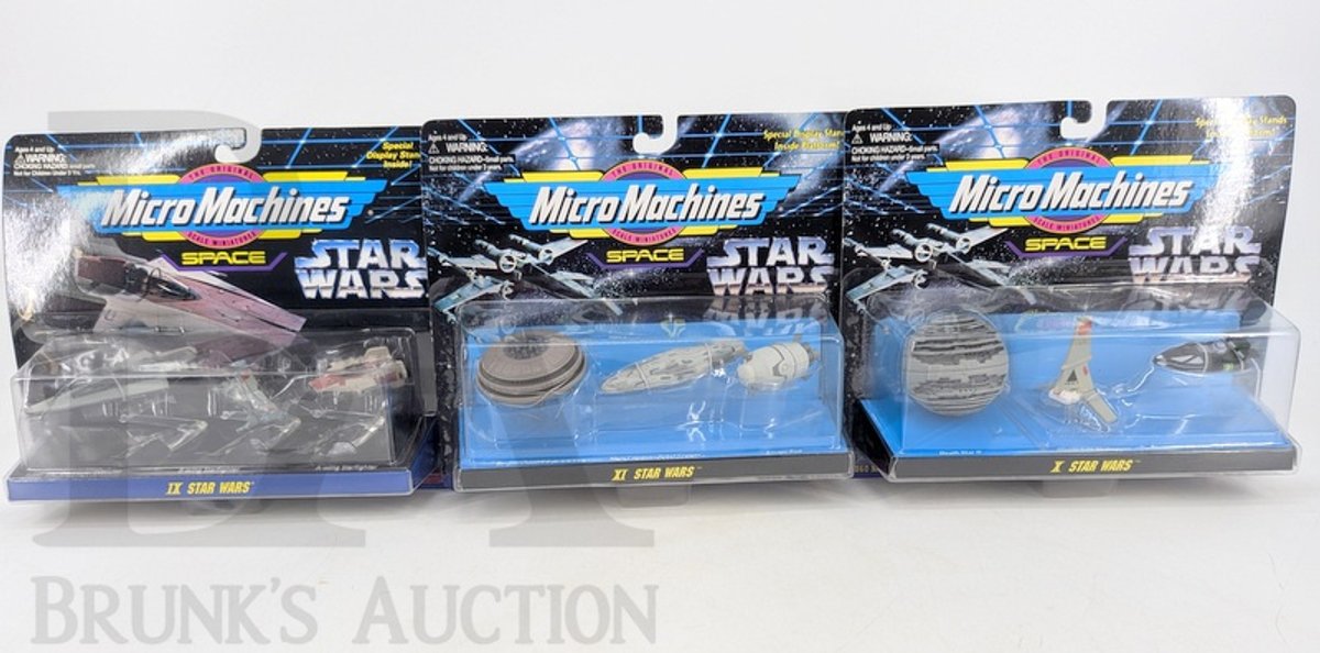 (3) 1995 Micro Machines Star Wars Vehicle 3-Packs, Galoob, Sealed, Collections IX–XI