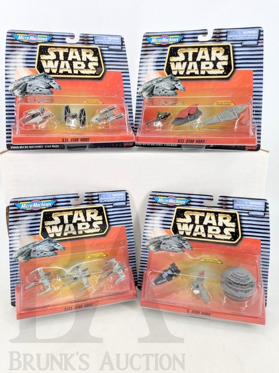 (4) 1996 Micro Machines Star Wars Vehicle Sets, Battle-Damaged, Galoob 65860, Sealed