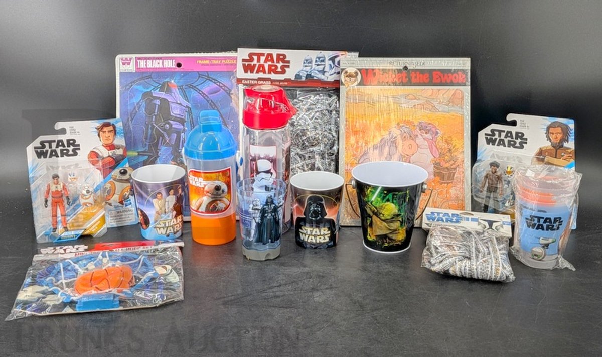 (13) Star Wars & Disney Puzzles, Cups, Figures, Easter Grass, The Black Hole Puzzle