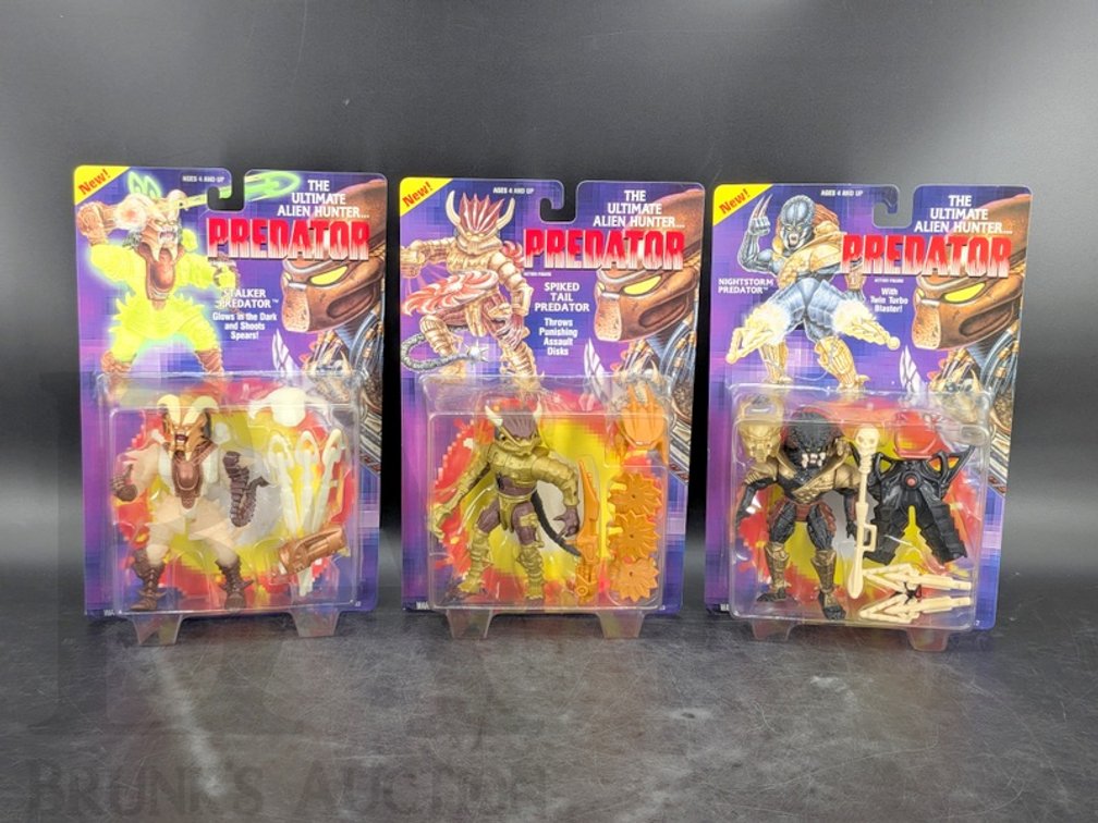 (3) 1994 Kenner Predator Action Figures Nightstorm, Spiked Tail, Stalker Sealed MOSC