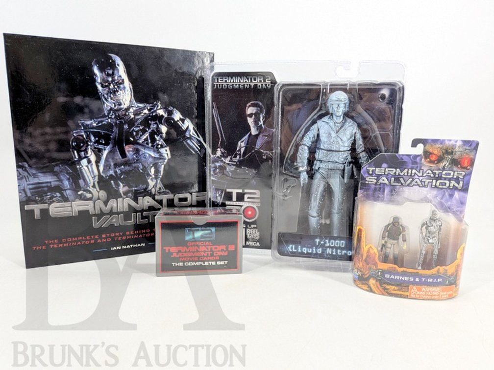 Terminator Collector Lot: 1991 T2 Cards, NECA & Kenner Figures, Vault Book