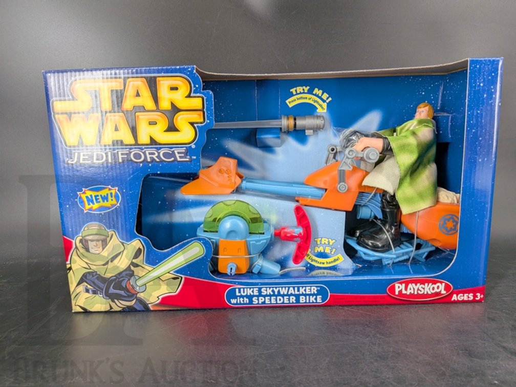 2004 Playskool Star Wars Jedi Force Luke Skywalker with Speeder Bike, New in Box
