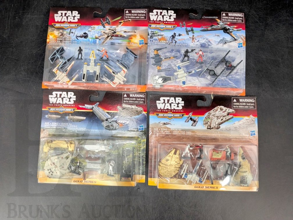 (4) Star Wars Micro Machines The Force Awakens & Gold Series Playsets, Hasbro, New