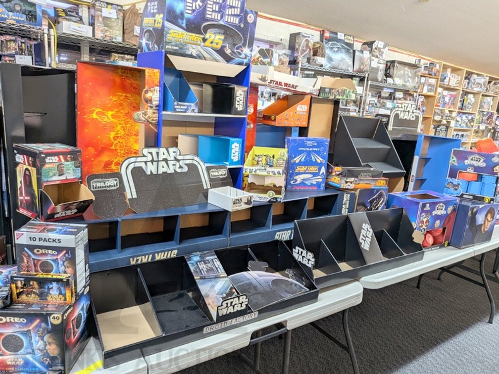 Star Wars and Star Trek Retail Display Boxes and Shelving Units