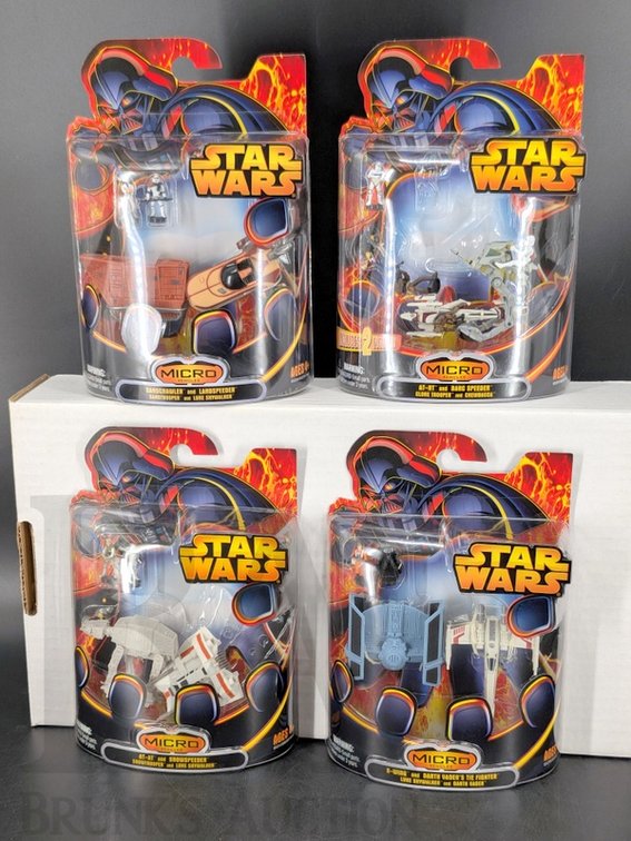 (4) 2005 Star Wars Micro Vehicles Sets by Hasbro, Factory Sealed Packaging