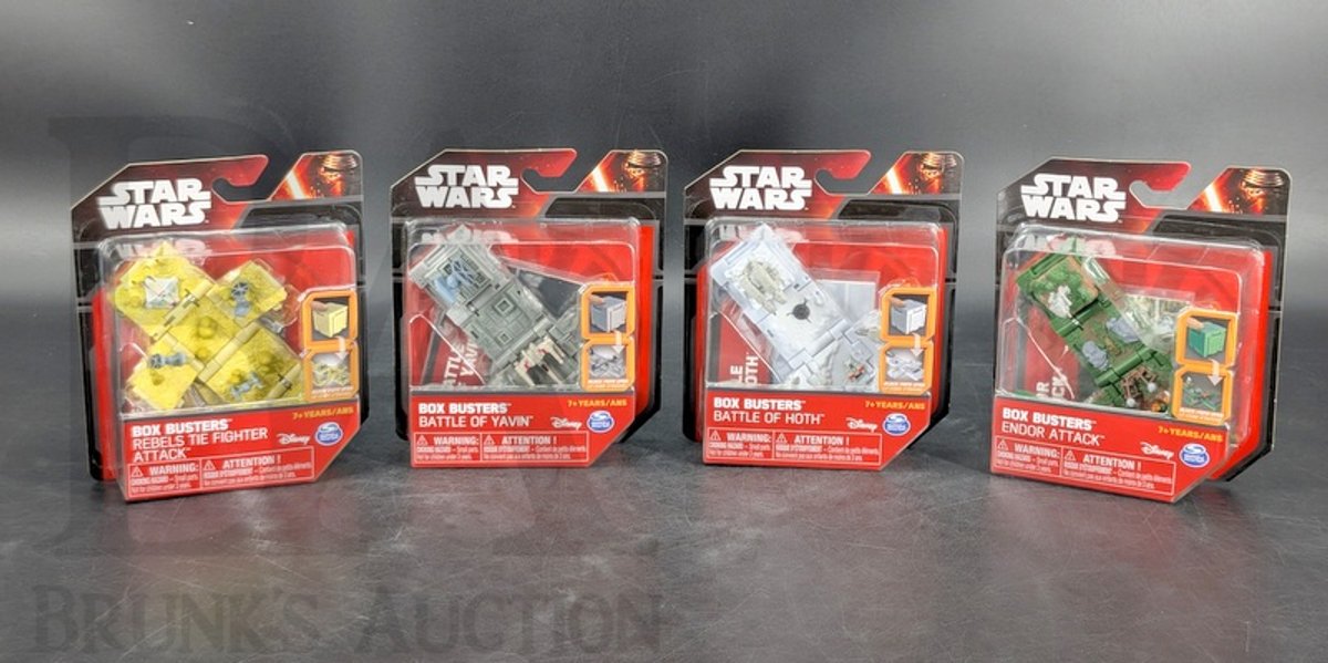 (4) Star Wars Box Busters Battle Sets, Hasbro Disney, Battle of Hoth, Yavin, Endor, Tie Attack
