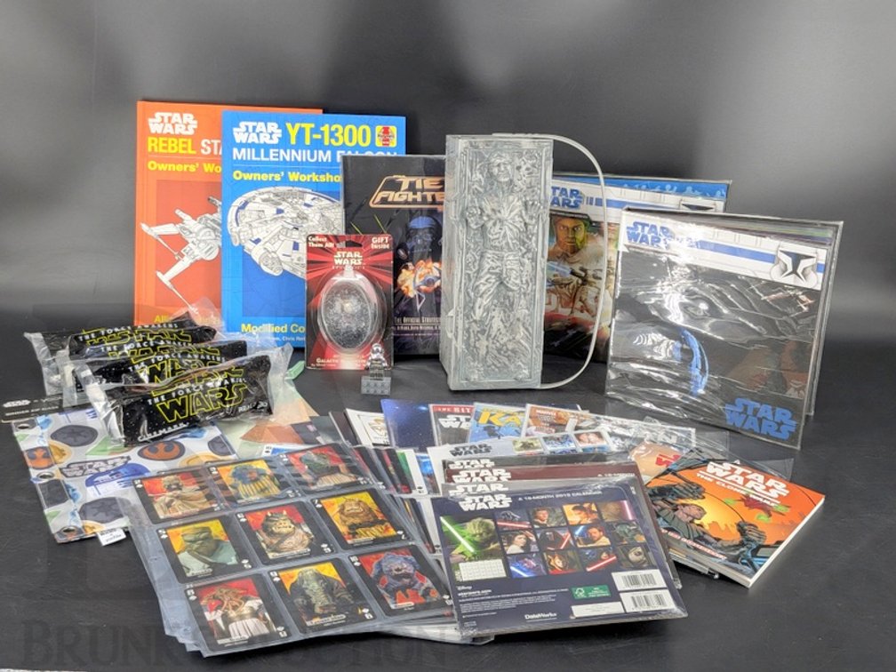 Star Wars Collectibles Lot: Calendars, Books, Playing Cards, Comics, Binder Case, LEGO Figure