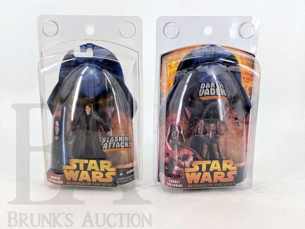 (2) 2005 Hasbro Star Wars Revenge of the Sith Figures Anakin Skywalker & Darth Vader