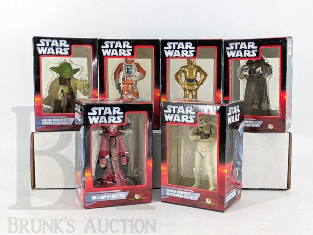 (6) 2006 Kurt S. Adler Star Wars Holiday Ornaments Boxed Lot Yoda C-3PO Emperor Guard