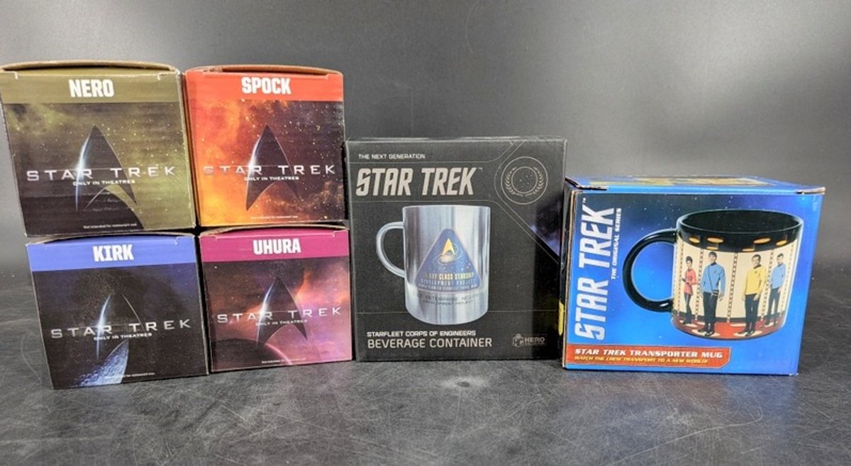 (6) Star Trek Collectible Mugs and Glasses Assortment, CBS Studios, Paramount, 2008, 2020