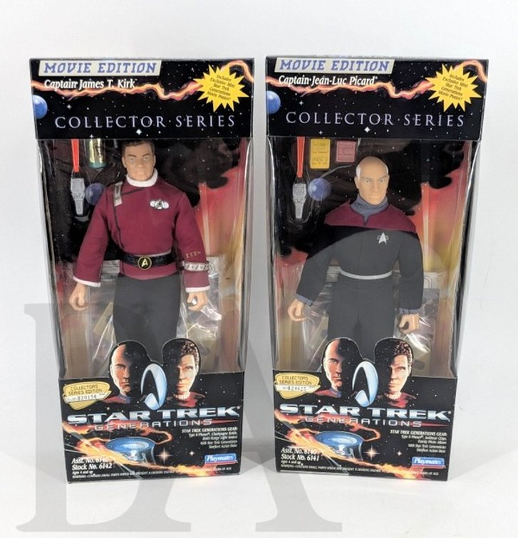(2) 1994 Star Trek Generations Movie Edition Captain Kirk and Picard Collector Figures in Box