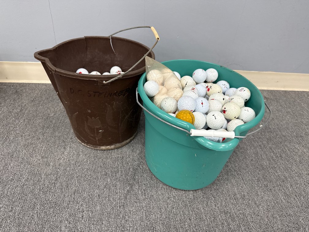 Plastic Utility Buckets With Assorted Golf Balls