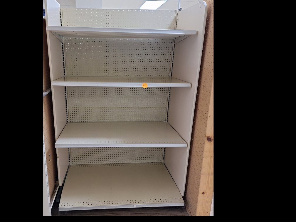 Metal and Pegboard Shelving Unit
