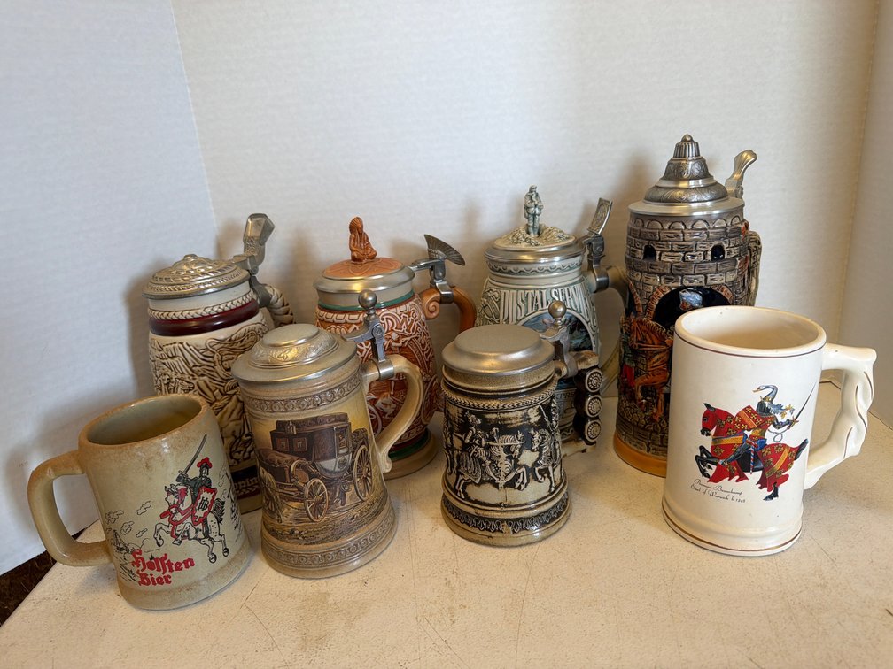 Assorted Ceramic and Stoneware Lidded Beer Steins